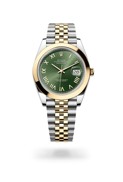 Rolex Datejust 41 in Oystersteel and yellow gold with olive green dial