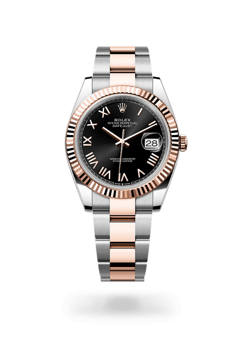 Rolex Datejust 41 in Oystersteel and Everose gold with bright black dial