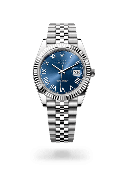 Rolex Datejust 41 in Oystersteel and white gold with bright blue dial