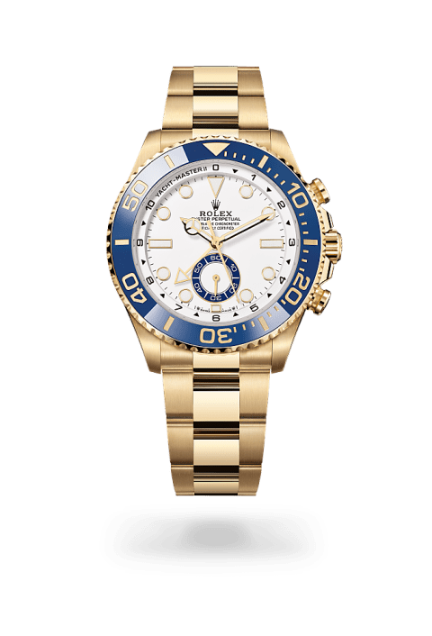 Rolex Yacht-Master II in yellow gold with white dial and blue bezel