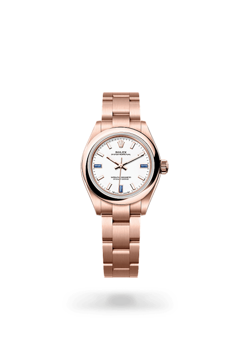 Rolex Oyster Perpetual 28 in Everose gold with white dial