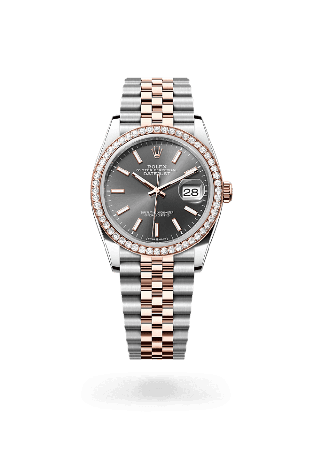 Datejust 36 - Oyster, 36 mm, Oystersteel, Everose gold and diamonds