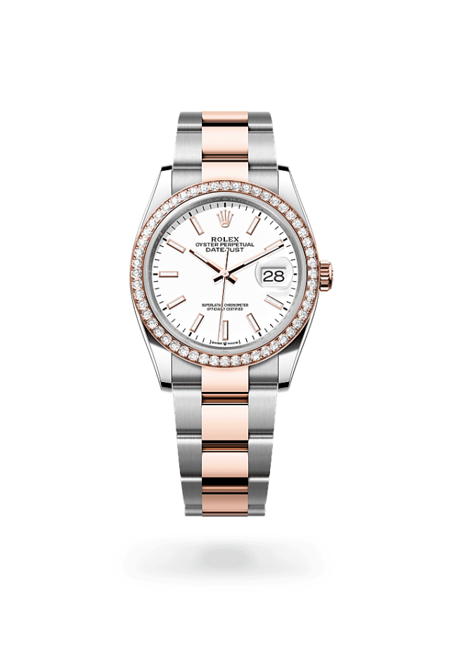 Datejust 36 - Oyster, 36 mm, Oystersteel, Everose gold and diamonds