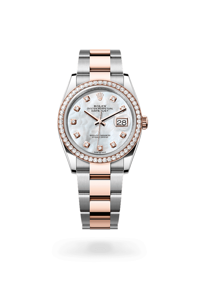 Datejust 36 - Oyster, 36 mm, Oystersteel, Everose gold and diamonds