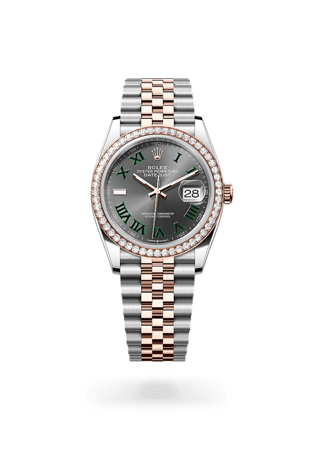 Datejust 36 - Oyster, 36 mm, Oystersteel, Everose gold and diamonds