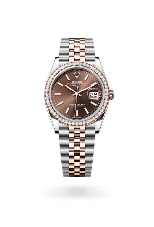 Datejust 36 - Oyster, 36 mm, Oystersteel, Everose gold and diamonds