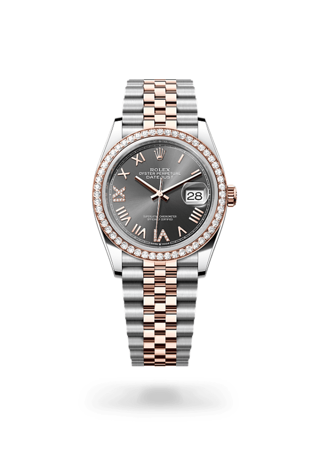 Datejust 36 - Oyster, 36 mm, Oystersteel, Everose gold and diamonds - New model