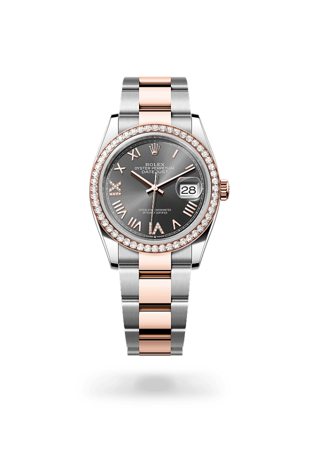 Datejust 36 - Oyster, 36 mm, Oystersteel, Everose gold and diamonds - New model