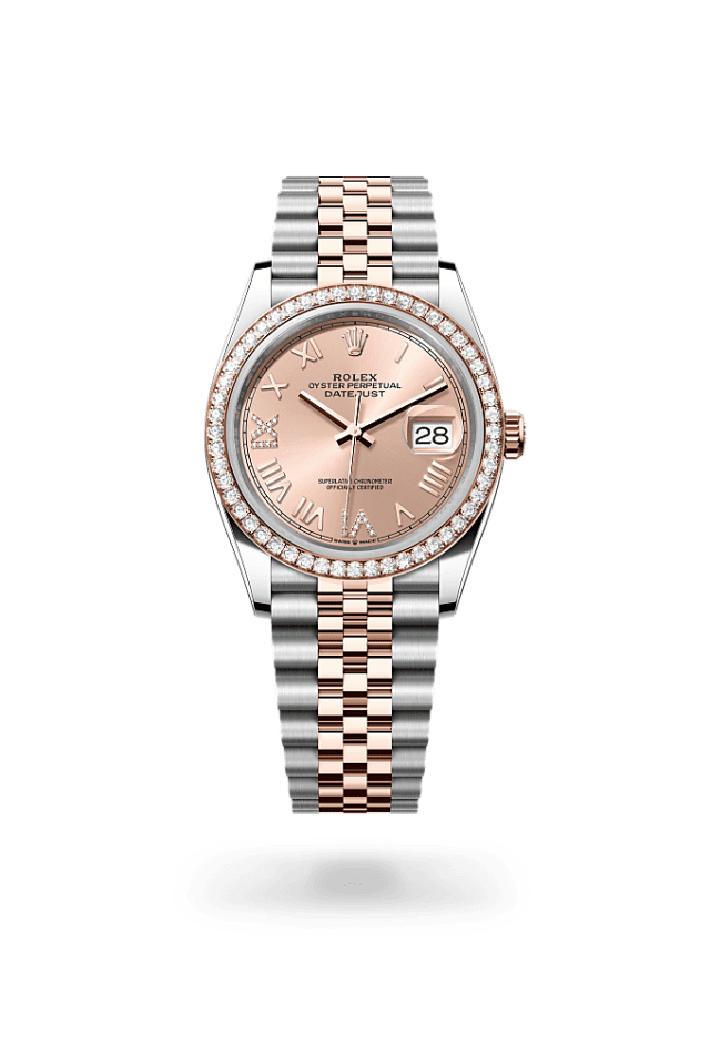 Datejust 36 - Oyster, 36 mm, Oystersteel, Everose gold and diamonds - New model