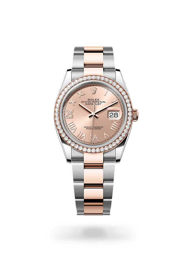Datejust 36 - Oyster, 36 mm, Oystersteel, Everose gold and diamonds - New model