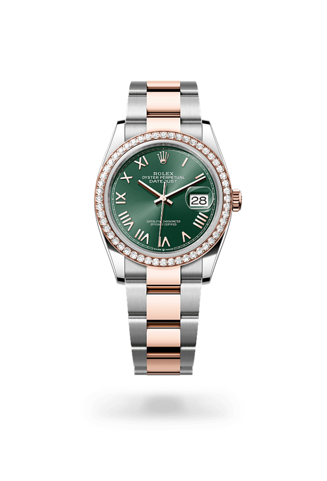 Datejust 36 - Oyster, 36 mm, Oystersteel, Everose gold and diamonds - New model