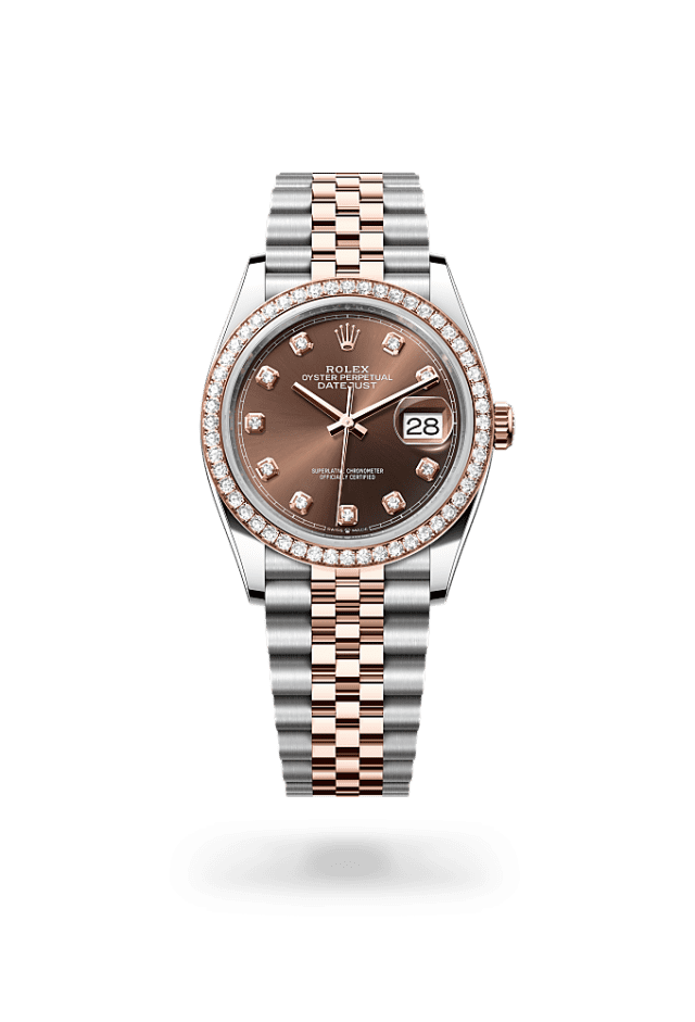 Datejust 36 - Oyster, 36 mm, Oystersteel, Everose gold and diamonds - New model