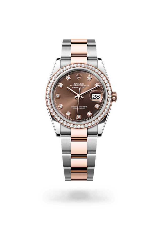 Datejust 36 - Oyster, 36 mm, Oystersteel, Everose gold and diamonds - New model