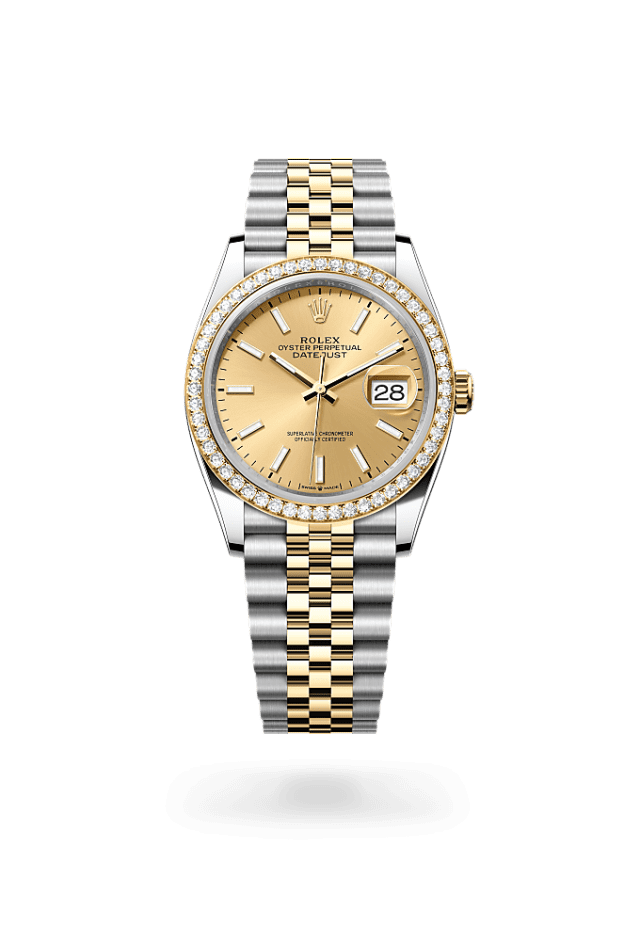 Datejust 36 - Oyster, 36 mm, Oystersteel, yellow gold and diamonds