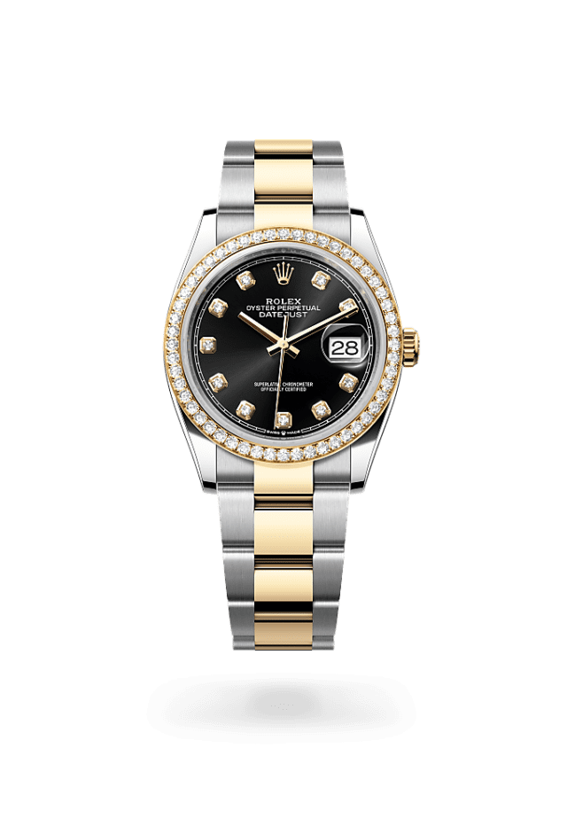 Datejust 36 - Oyster, 36 mm, Oystersteel, yellow gold and diamonds