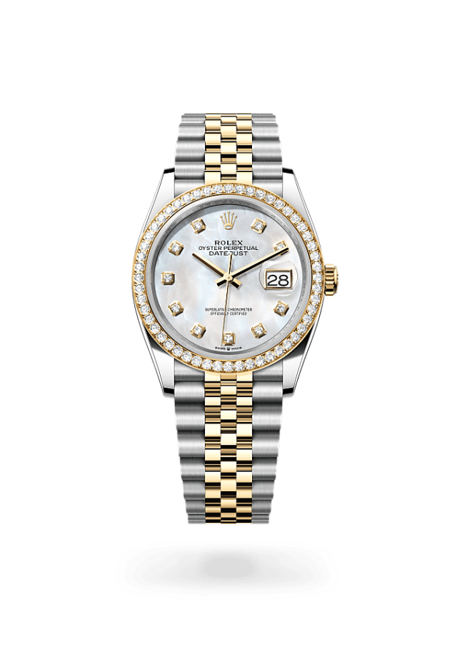 Datejust 36 - Oyster, 36 mm, Oystersteel, yellow gold and diamonds