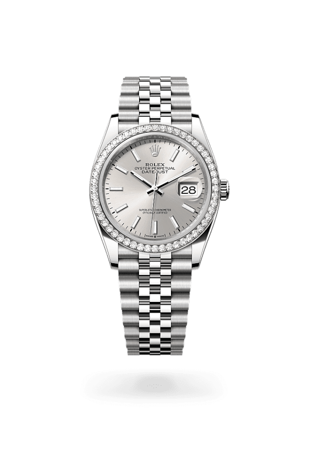 Datejust 36 - Oyster, 36 mm, Oystersteel, white gold and diamonds