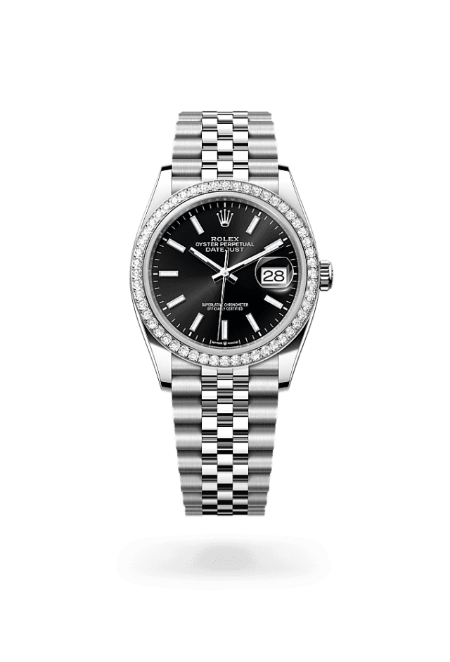 Datejust 36 - Oyster, 36 mm, Oystersteel, white gold and diamonds