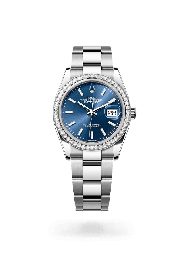 Datejust 36 - Oyster, 36 mm, Oystersteel, white gold and diamonds