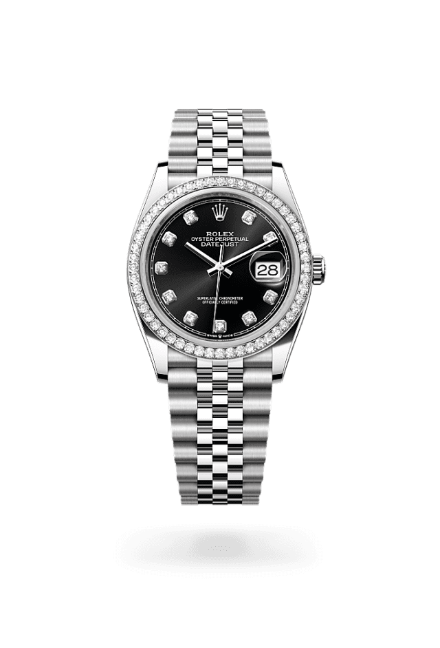 Datejust 36 - Oyster, 36 mm, Oystersteel, white gold and diamonds