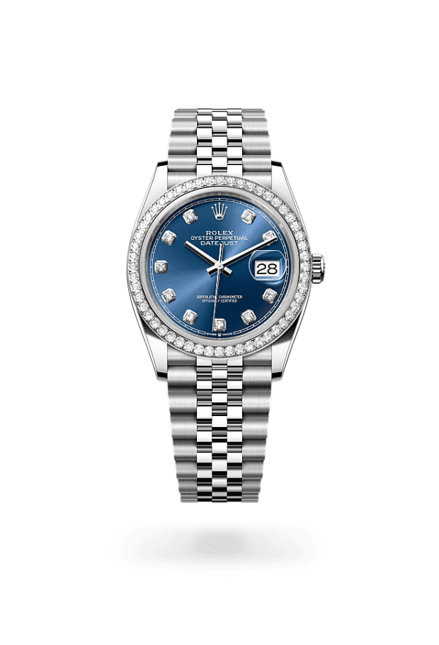 Datejust 36 - Oyster, 36 mm, Oystersteel, white gold and diamonds