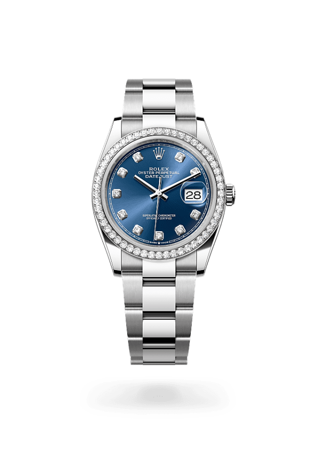 Datejust 36 - Oyster, 36 mm, Oystersteel, white gold and diamonds