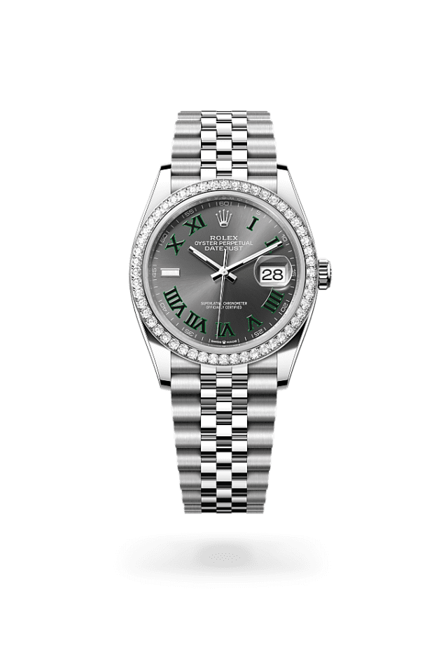Datejust 36 - Oyster, 36 mm, Oystersteel, white gold and diamonds