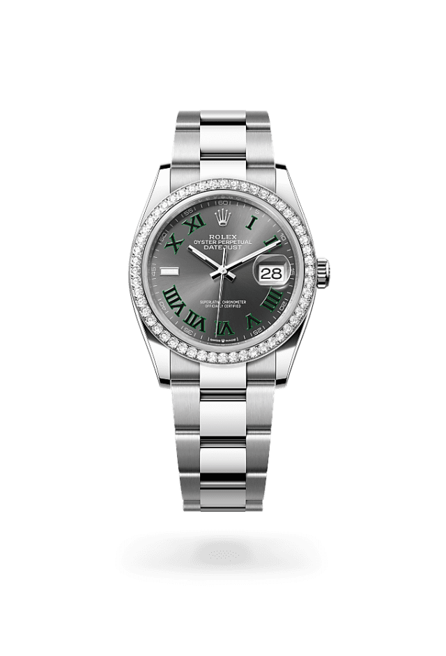 Datejust 36 - Oyster, 36 mm, Oystersteel, white gold and diamonds