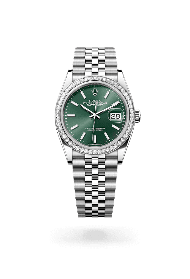 Datejust 36 - Oyster, 36 mm, Oystersteel, white gold and diamonds