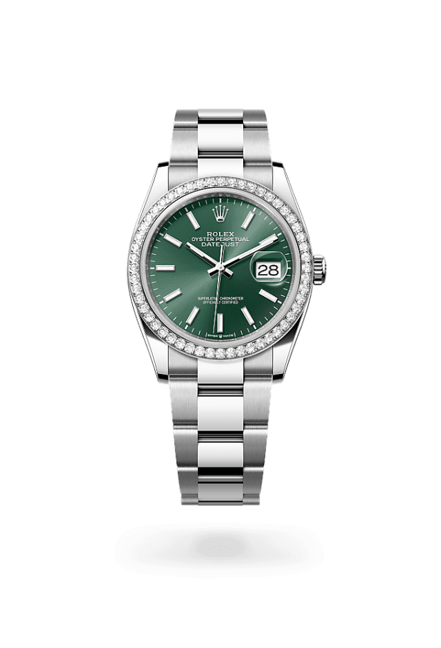 Datejust 36 - Oyster, 36 mm, Oystersteel, white gold and diamonds