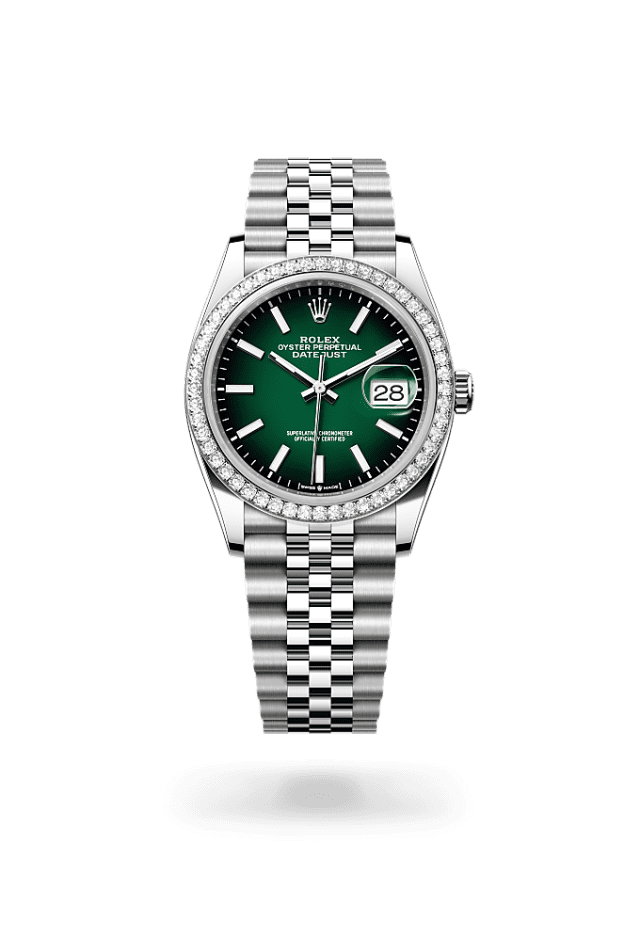 Datejust 36 - Oyster, 36 mm, Oystersteel, white gold and diamonds - New model