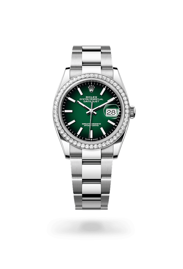 Datejust 36 - Oyster, 36 mm, Oystersteel, white gold and diamonds - New model