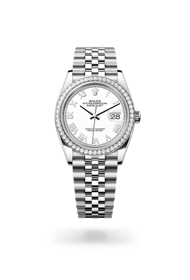 Datejust 36 - Oyster, 36 mm, Oystersteel, white gold and diamonds - New model