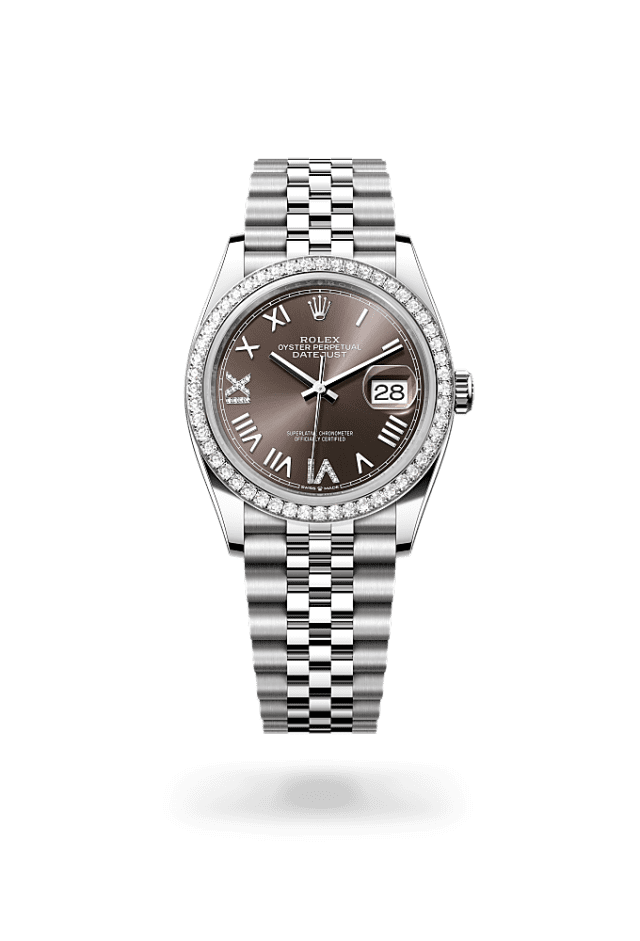 Datejust 36 - Oyster, 36 mm, Oystersteel, white gold and diamonds - New model