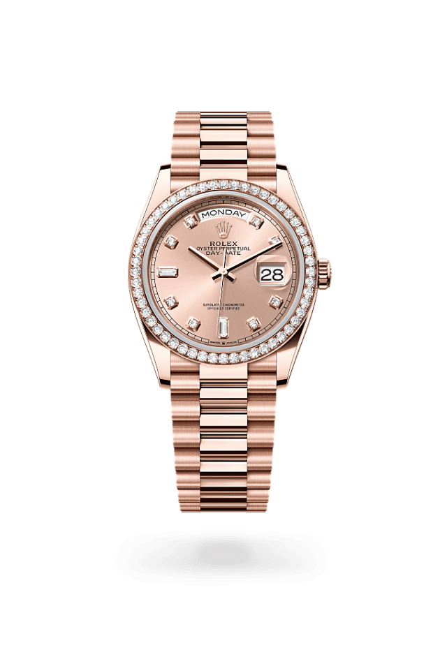 Day-Date 36 - Oyster, 36 mm, Everose gold and diamonds