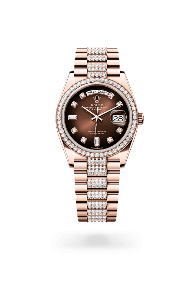 Day-Date 36 - Oyster, 36 mm, Everose gold and diamonds