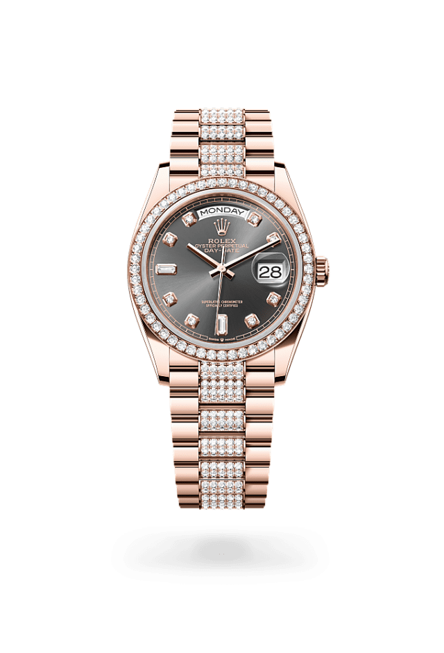 Day-Date 36 - Oyster, 36 mm, Everose gold and diamonds