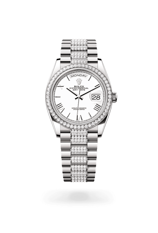 Day-Date 36 - Oyster, 36 mm, white gold and diamonds