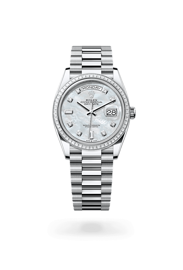 Day-Date 36 - Oyster, 36 mm, platinum and diamonds