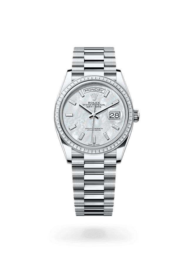 Day-Date 36 - Oyster, 36 mm, platinum and diamonds