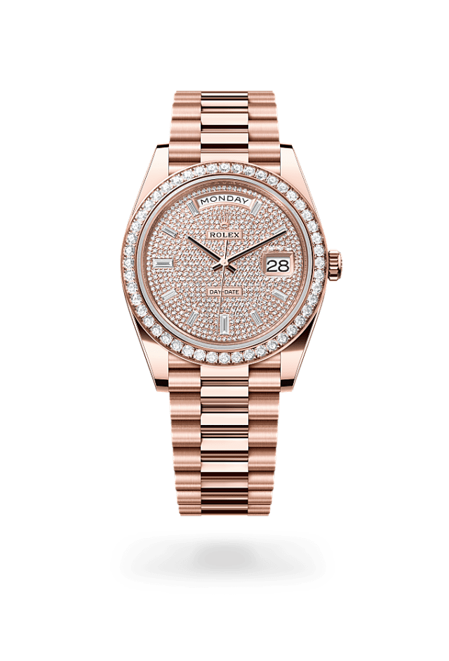 Day-Date 40 - Oyster, 40 mm, Everose gold and diamonds