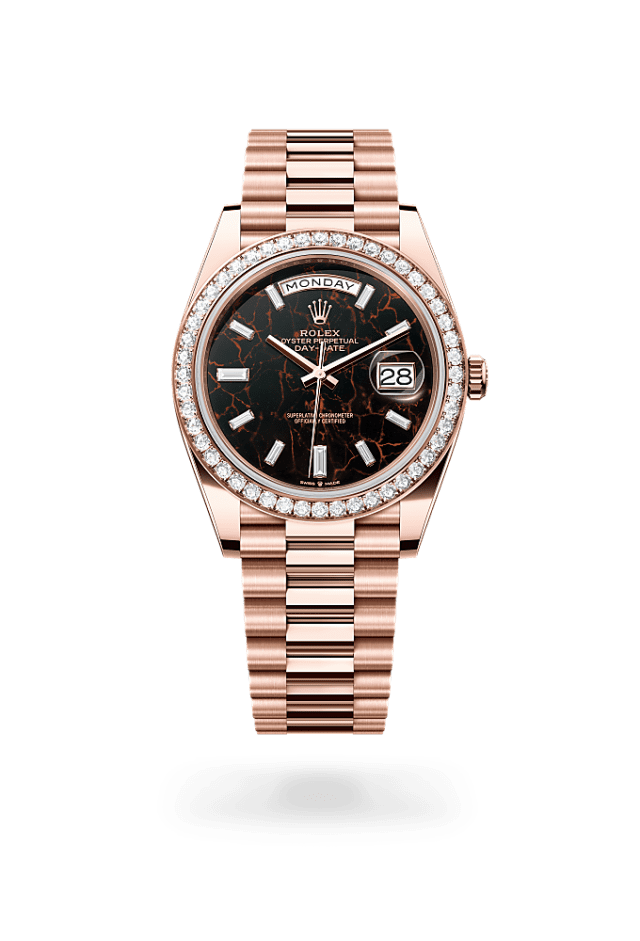 Day-Date 40 - Oyster, 40 mm, Everose gold and diamonds