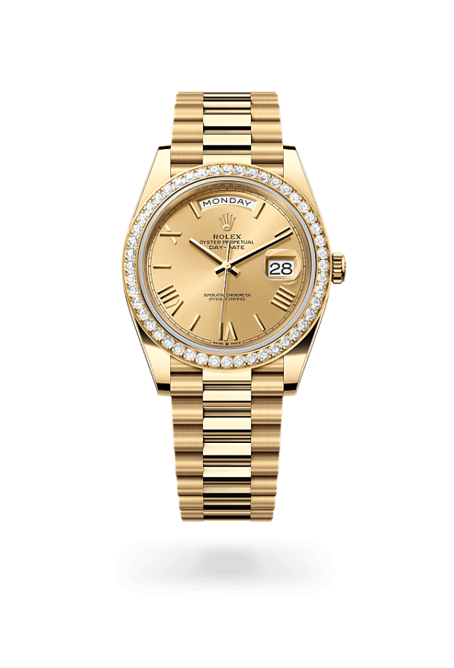 Day-Date 40 - Oyster, 40 mm, yellow gold and diamonds