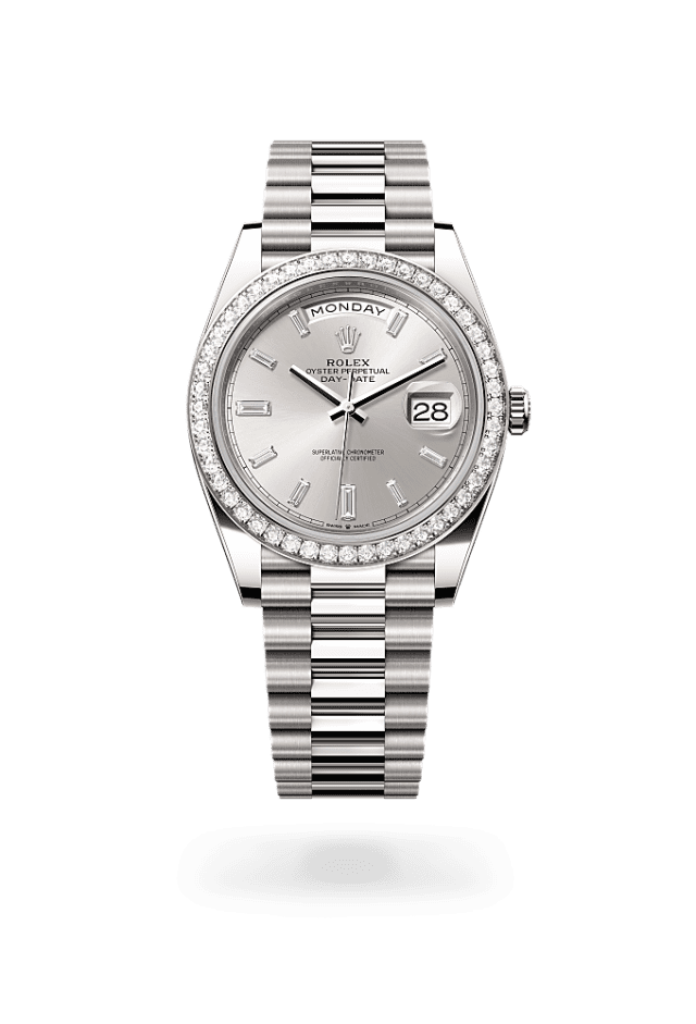 Day-Date 40 - Oyster, 40 mm, white gold and diamonds