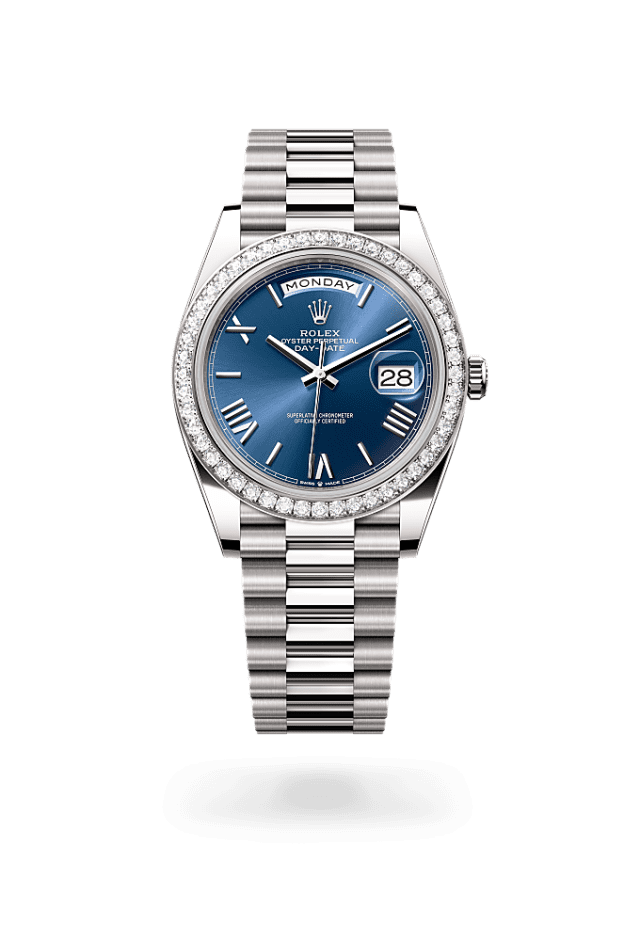 Day-Date 40 - Oyster, 40 mm, white gold and diamonds