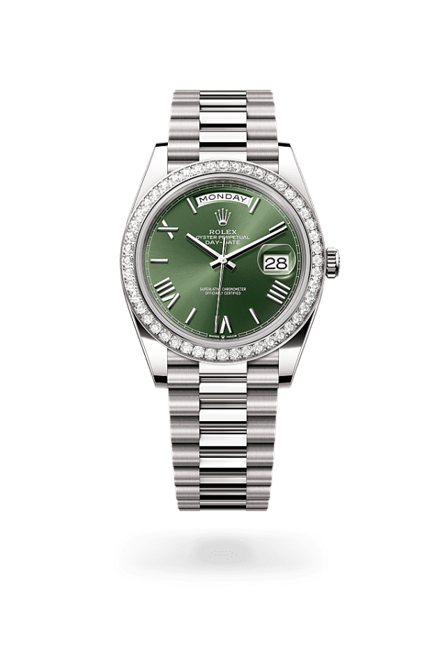 Day-Date 40 - Oyster, 40 mm, white gold and diamonds