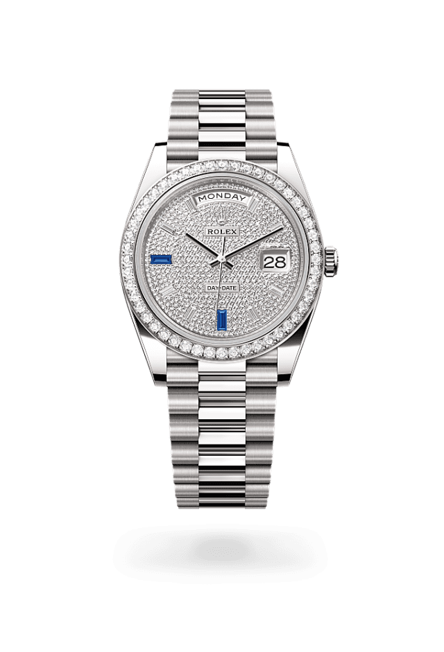 Day-Date 40 - Oyster, 40 mm, white gold and diamonds