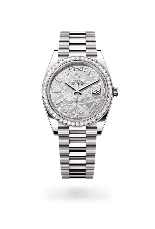 Day-Date 40 - Oyster, 40 mm, white gold and diamonds