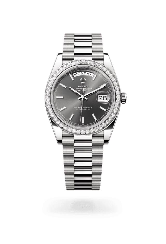 Day-Date 40 - Oyster, 40 mm, white gold and diamonds