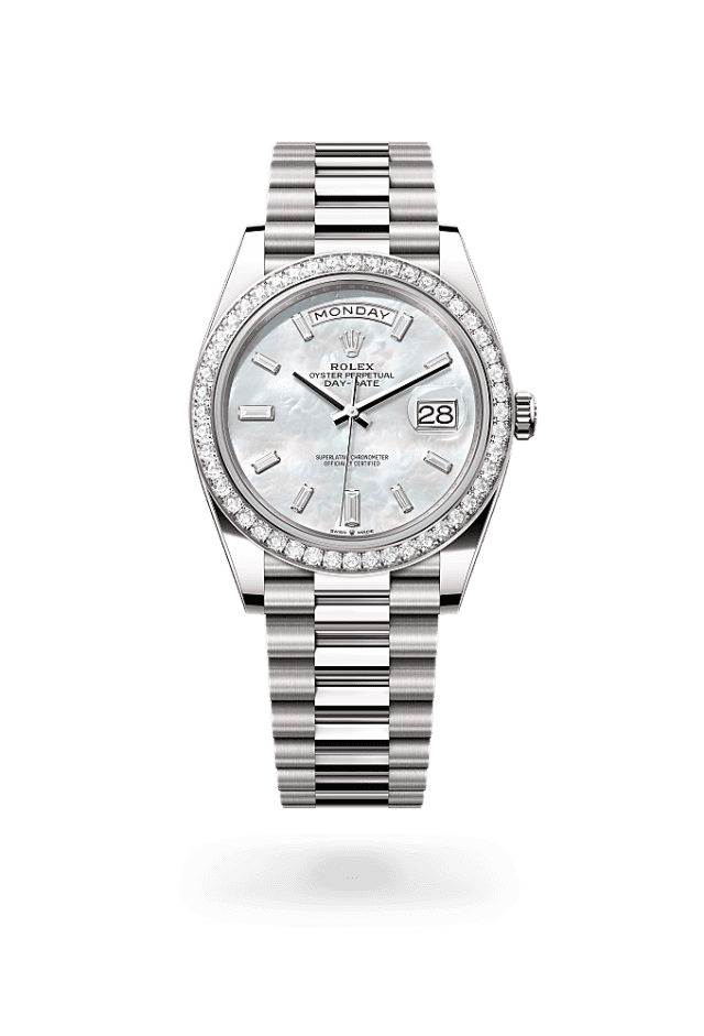 Day-Date 40 - Oyster, 40 mm, white gold and diamonds